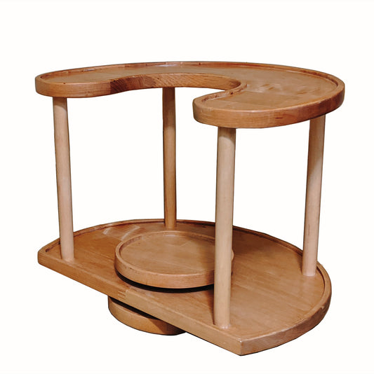 Two Tier Organizer Wood Lazy Susan for Countertop Spinner Turntable Tea Organizer for Cabinet Soda Rack Organizer Turn Tables for Organization | Spice Storage Organizer House Organization