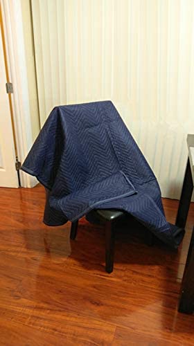 1Pack Moving Packing Blankets 82'' x 72'' Heavy Duty Professional Quality Move Pack Furniture Pads Navy Blue Color for Storage Camping Office Soundproof Protect Your Furniture During Move (40 LB/Doz)