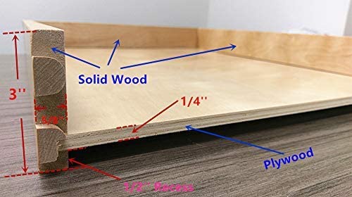 ELYSIAN Roll Wood Tray Drawer Box Kitchen Organizer, Cabinet Slide Out Shelve Pull-Out Shelf, 2 Pack Full Extension Side Sliders 2 Rear Mounting Brackets