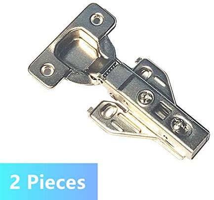 2 Piece Clip on Soft Close Hinges 105 Degree, Self Closing, Frameless, with Mounting Plates Full Overlay Premium Included Screws, 1 Pair 00mm Kitchen Cabinet Furniture Hardware