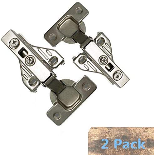 2 Piece Clip on Soft Close Hinges 105 Degree, Self Closing, Frameless, with Mounting Plates Full Overlay Premium Included Screws, 1 Pair 00mm Kitchen Cabinet Furniture Hardware