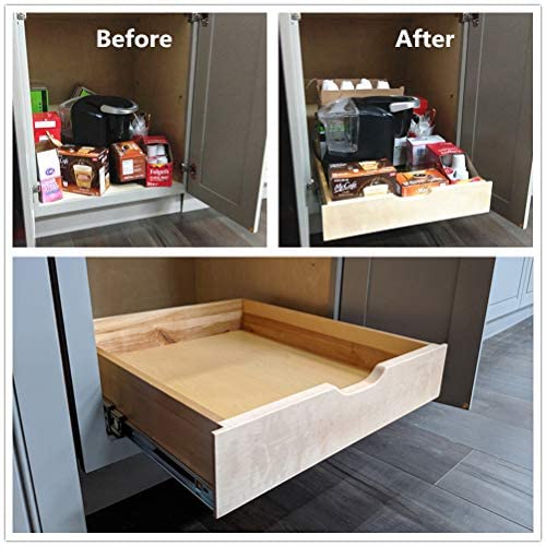 ELYSIAN Soft Close Wooden Cabinet Sliding Shelf Base Kitchen Bathroom Vanity Under Sink Pull Out Organizer Drawer Roll Out Wood Box Storage Shelve (26 Inch (26''W x 22''D)