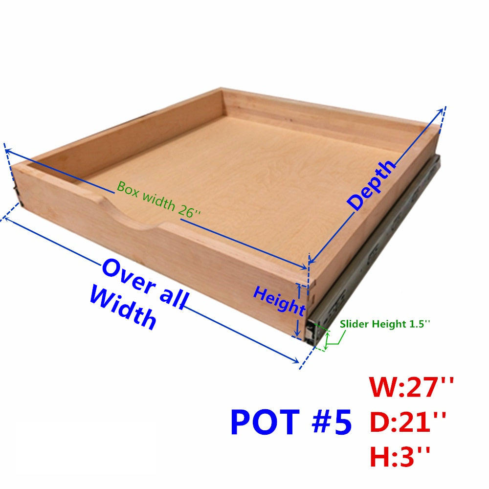 ELYSIAN Roll Wood Tray Drawer Box Kitchen Organizer, Cabinet Slide Out Shelve Pull-Out Shelf, 2 Pack Full Extension Side Sliders 2 Rear Mounting Brackets