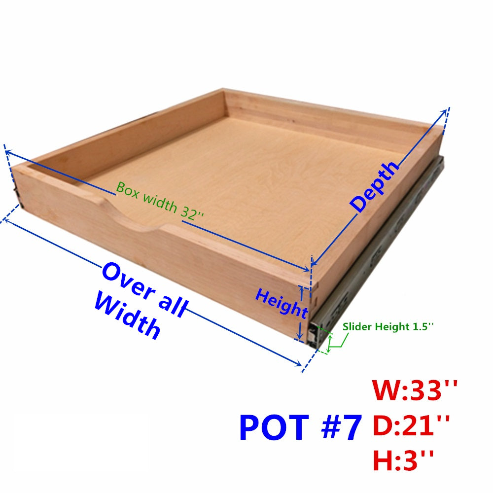 ELYSIAN Roll Wood Tray Drawer Box Kitchen Organizer, Cabinet Slide Out Shelve Pull-Out Shelf, 2 Pack Full Extension Side Sliders 2 Rear Mounting Brackets