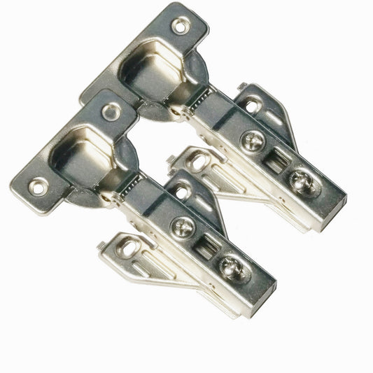 2 Piece Clip on Soft Close Hinges 105 Degree, Self Closing, Frameless, with Mounting Plates Full Overlay Premium Included Screws, 1 Pair 00mm Kitchen Cabinet Furniture Hardware