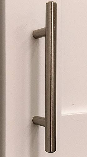 Brushed Nickel Bar Handle Drawer Pull 6 Inches 10 Pack Hardware Contemporary Euro Style Solid Metal Pull Handle Brushed Nickel 3-3/4" (96 mm) Hole Centers, 6" Overall Length